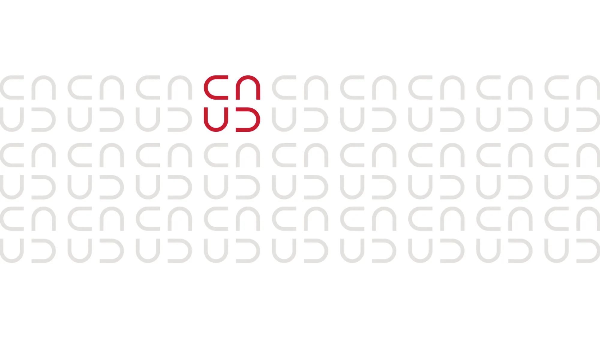 Pattern built from the logo's cup shape, in light grey with one unit in red